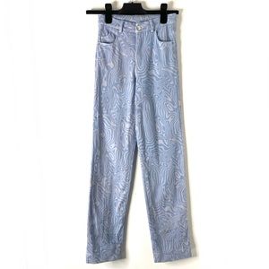 Princess Polly Blue Wavy Print High Waist Straight Leg Jeans